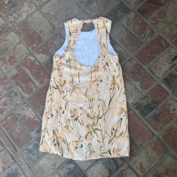 Yireh Floral Sleeveless Dress Size M Keyhole Back Yellow - Picture 3 of 3